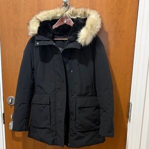 Uniqlo Black Ski & Snow Jacket with Fur Hood